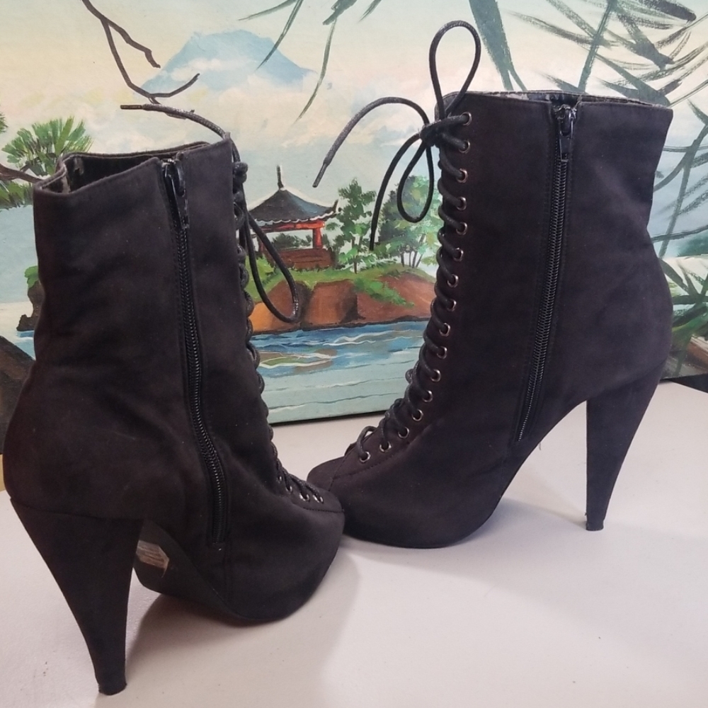 Wild diva heeled boots open toe and side zipper - Picture 3 of 7